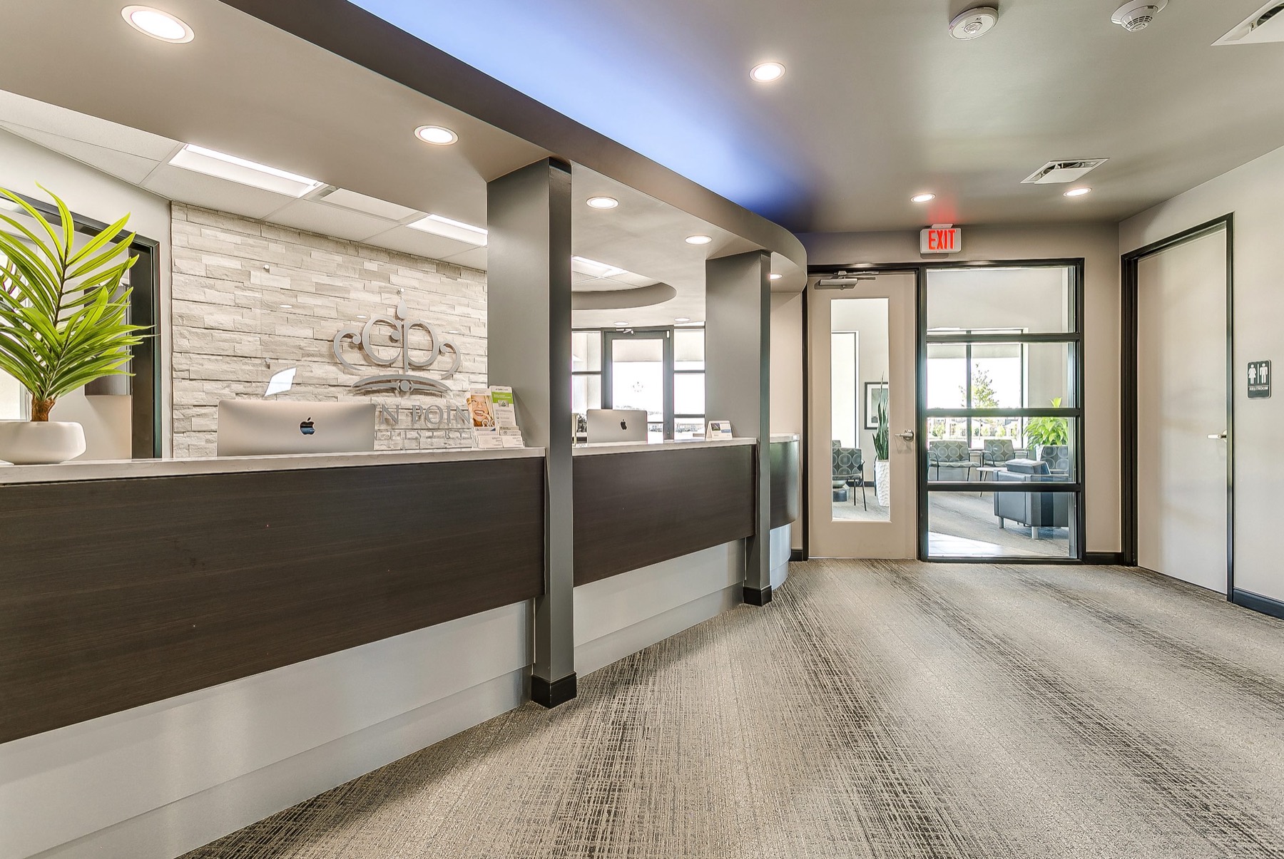 Reception desk and hallway